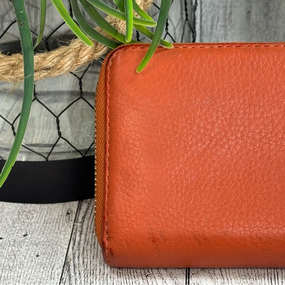 MICHAEL KORS - Dark Orange Pebbled Leather Accordion Zip Around Long Wallet - Picture 16 of 16